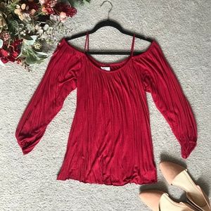 Anthropologie Bailey 44 Red Open Shoulder Top